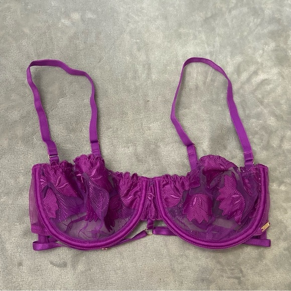 New! Bluebella Isla Floral Mesh Bra purple outright pride nwt 10831 - Picture 5 of 10